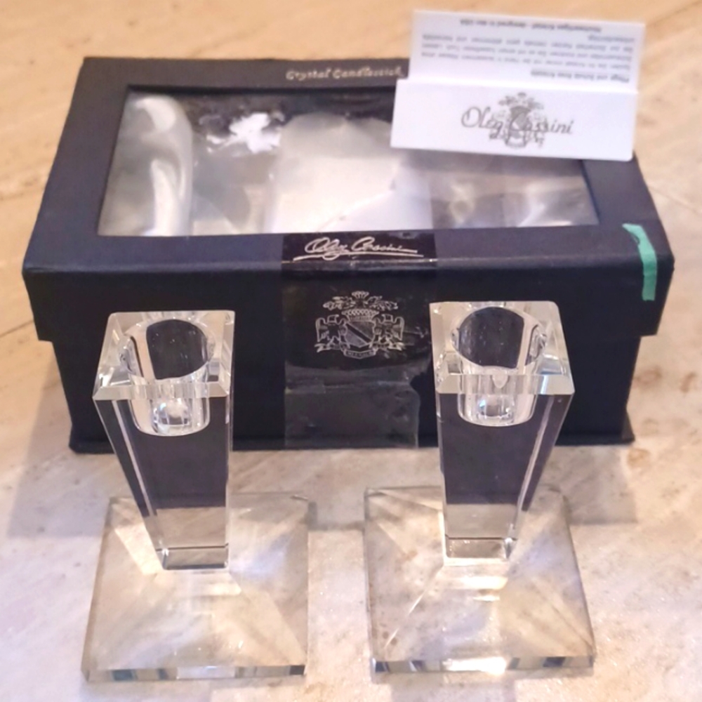 Oleg Cassini Set of 2 Alanna Crystal Candlestick Holders